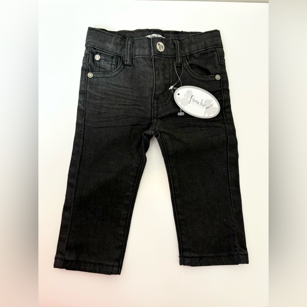 Frenchie Mini Couture denim jeans black boys size 9 mo new